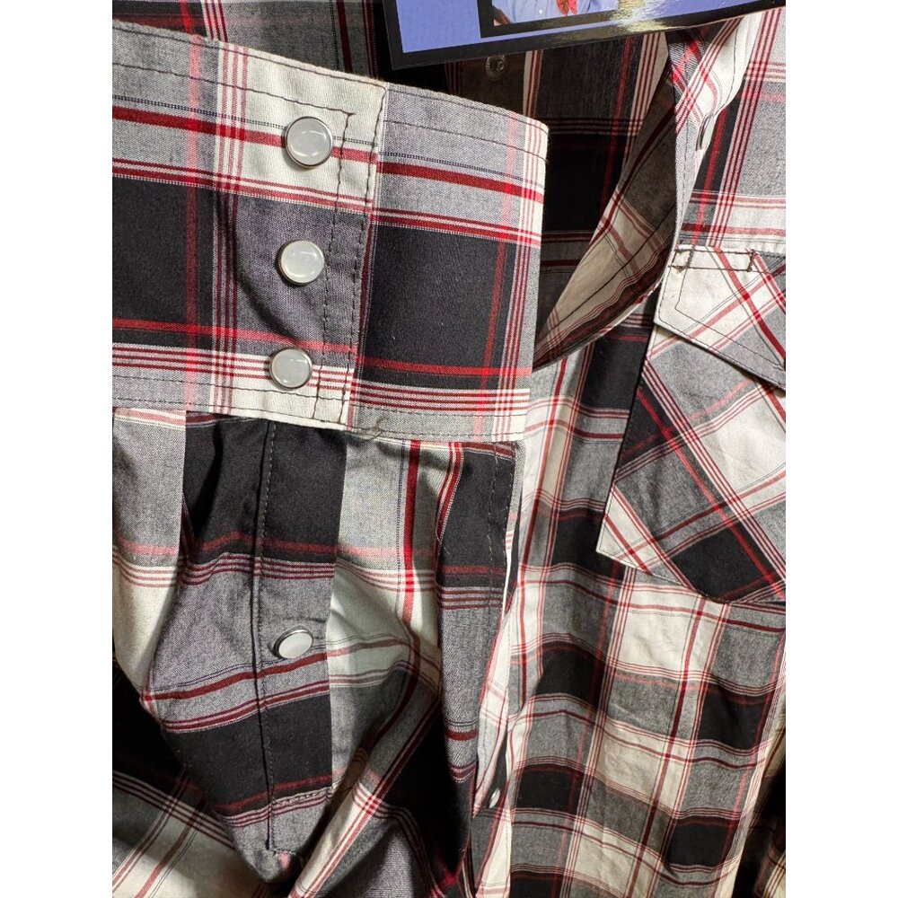 Wyoming Trader|Mens Long Sleeve Pear Snap Button Down| Tall 2XL |Black White wit - Picture 3 of 7